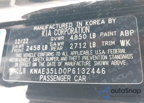 2023 Kia Stinger Gt-Line из США, поврежденный, VIN KNAE35LD0P6132446